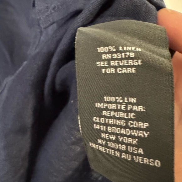 Chelsea & Theodore Navy 100% Linen Embroidered Shift Dress - S - Picture 5 of 5